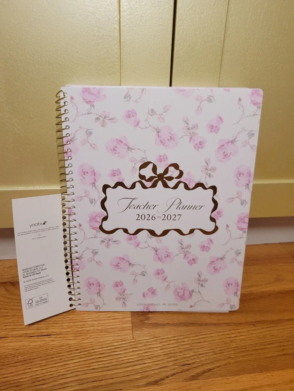 NWT LoveShackFancy x Yoobi 2026-2027 Teacher Planner Ribbon Rosa - Sterling Dusk